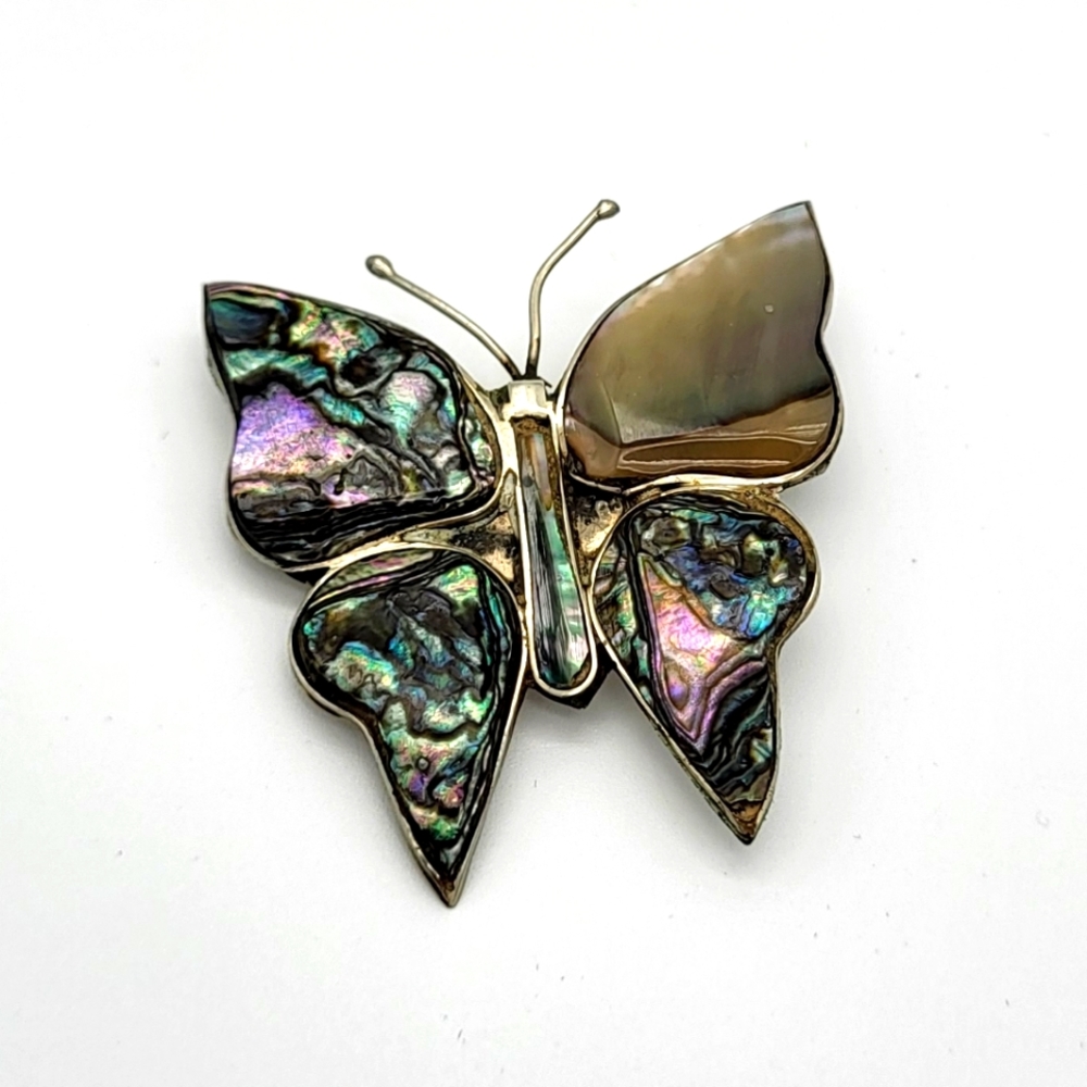 Vintage butterfly shell pin from alpaca Mexico
